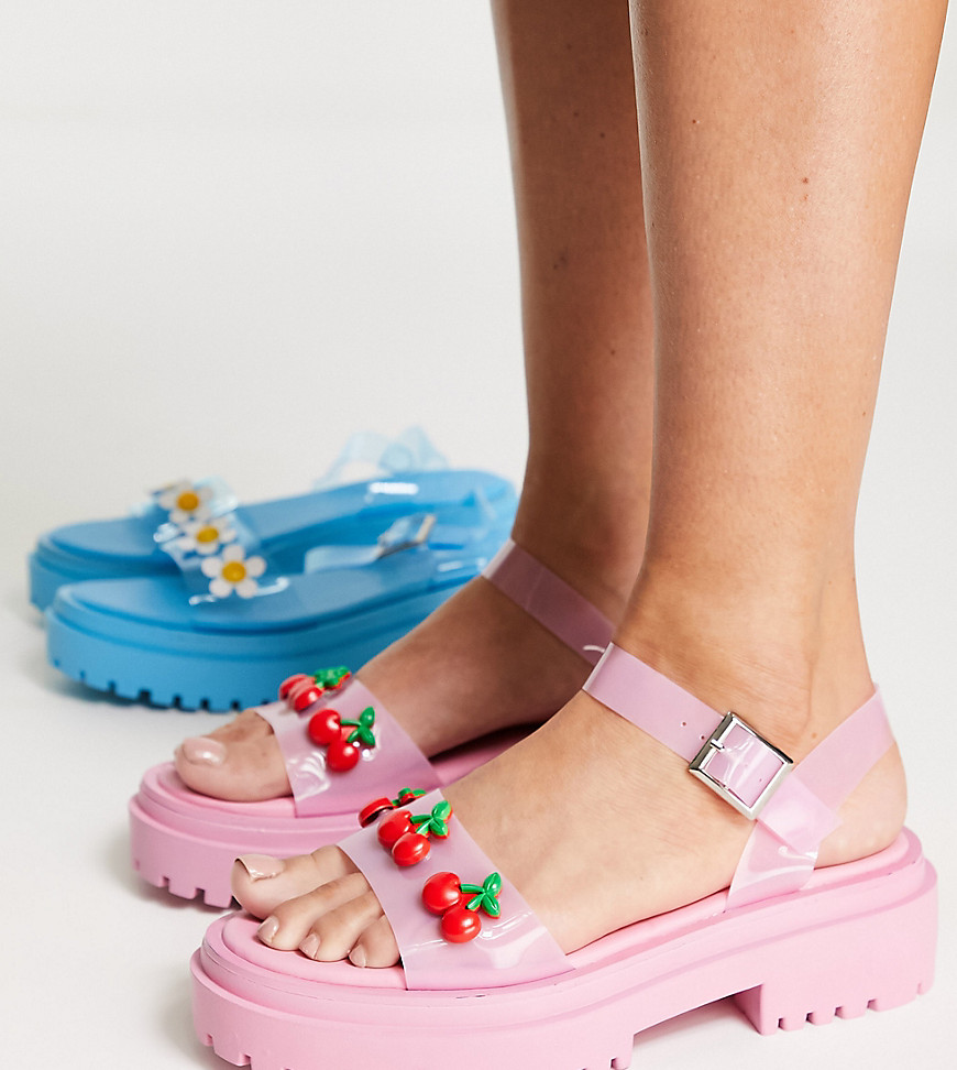 Asos Women's Flat Sandals Pink from Daisy Street GOOFASH