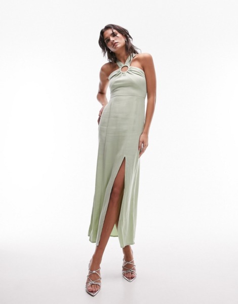 Asos Womens Green Maxi Dress by Topshop GOOFASH