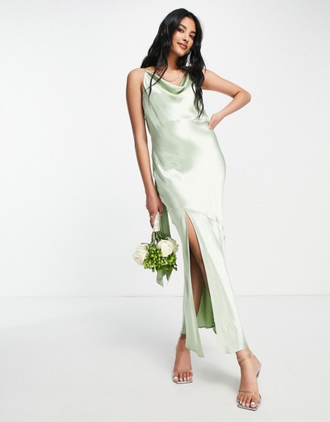 Asos Womens Green Slip Dress GOOFASH