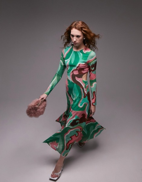 Asos Womens Midi Dress Multicolor from Topshop GOOFASH