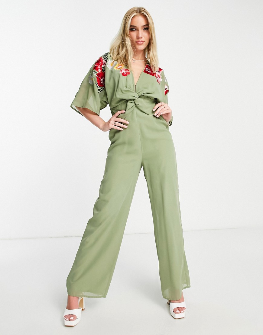 Asos Women's Wide Leg Jumpsuit in Green by Hope & Ivy GOOFASH