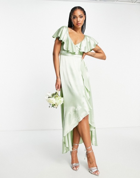 Asos - Wrap Dress in Green from Topshop GOOFASH