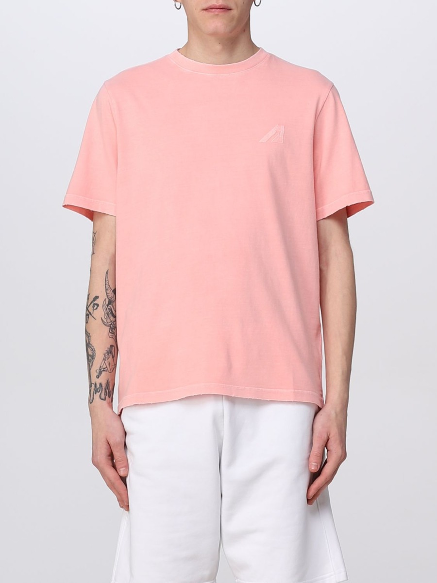 Autry - Men T-Shirt in Pink Giglio GOOFASH