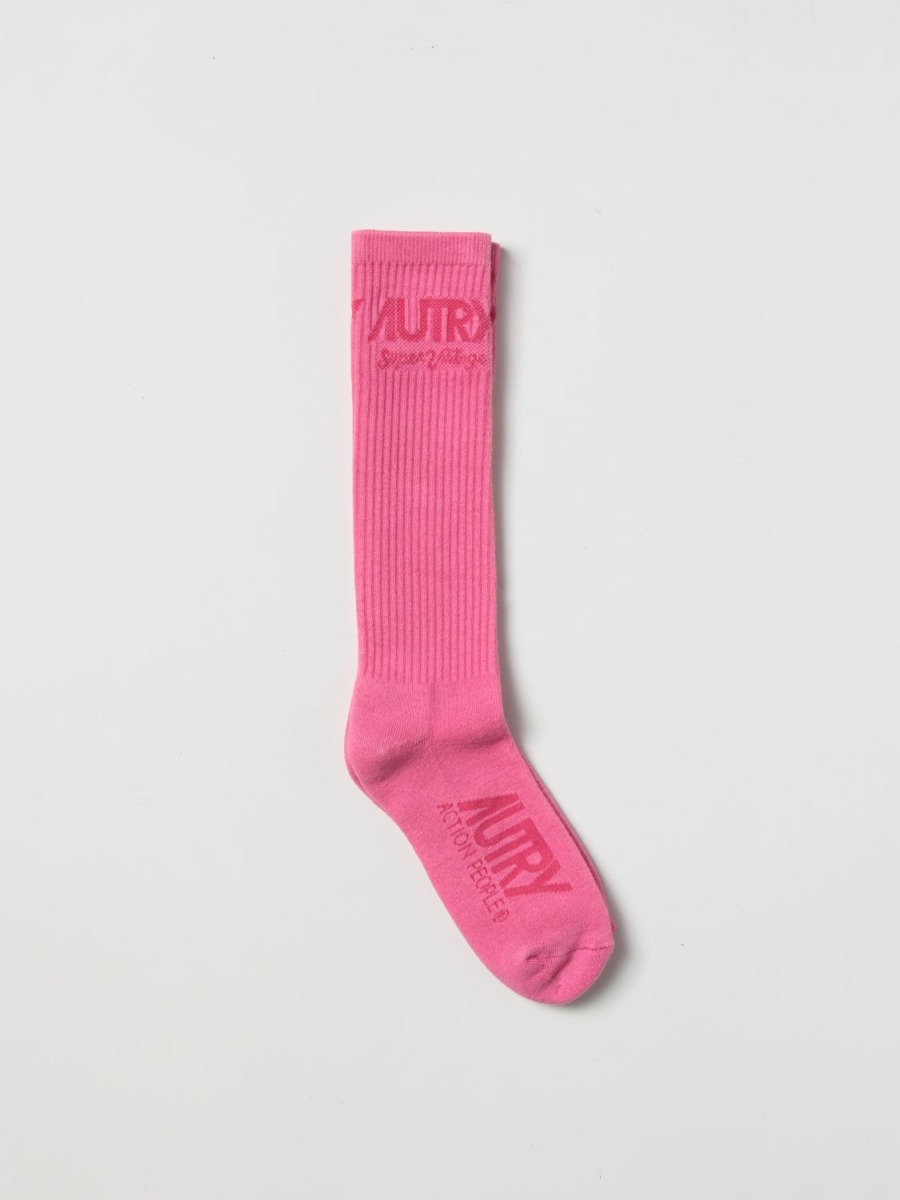 Autry - Mens Socks in Pink Giglio GOOFASH