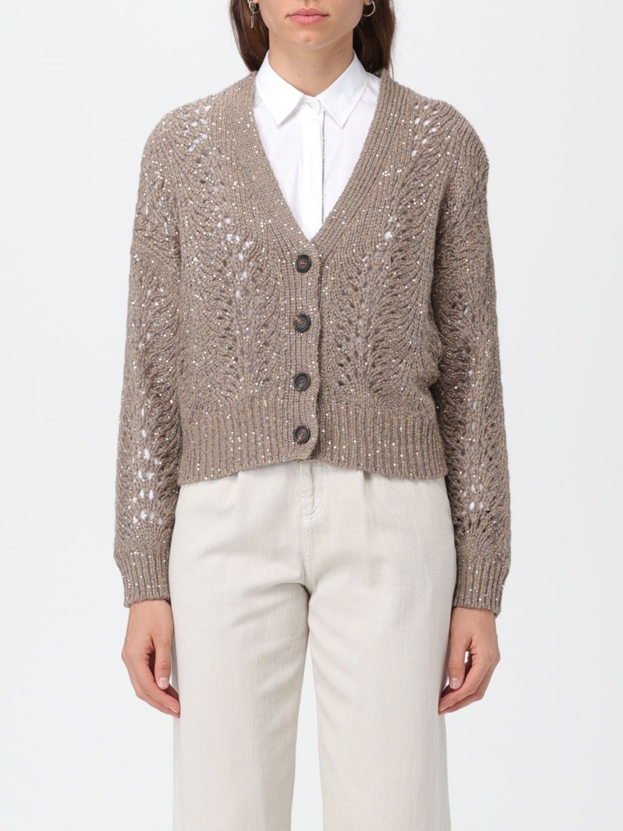 Beige Cardigan for Woman from Giglio GOOFASH