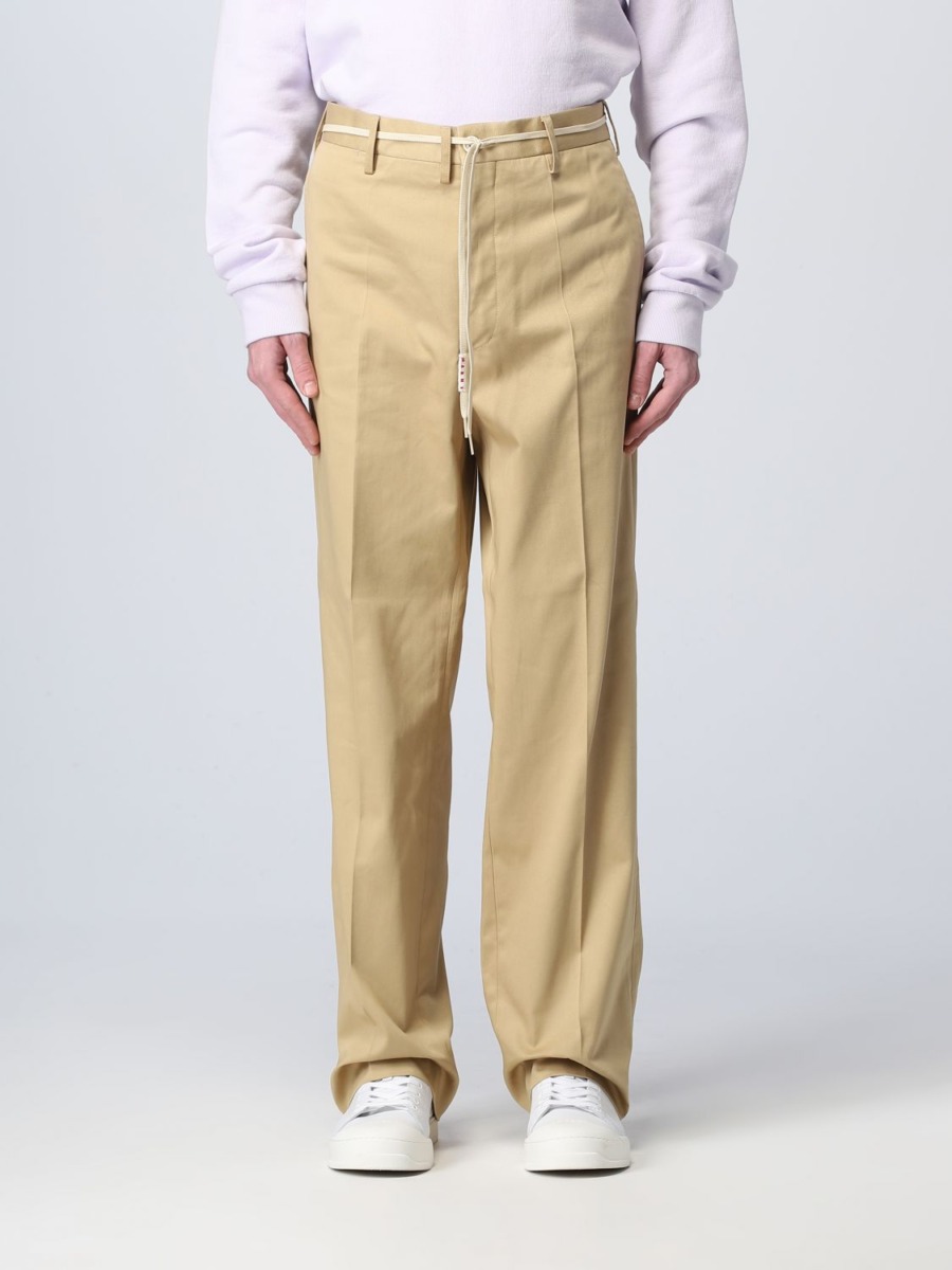 Beige Trousers for Man by Giglio GOOFASH