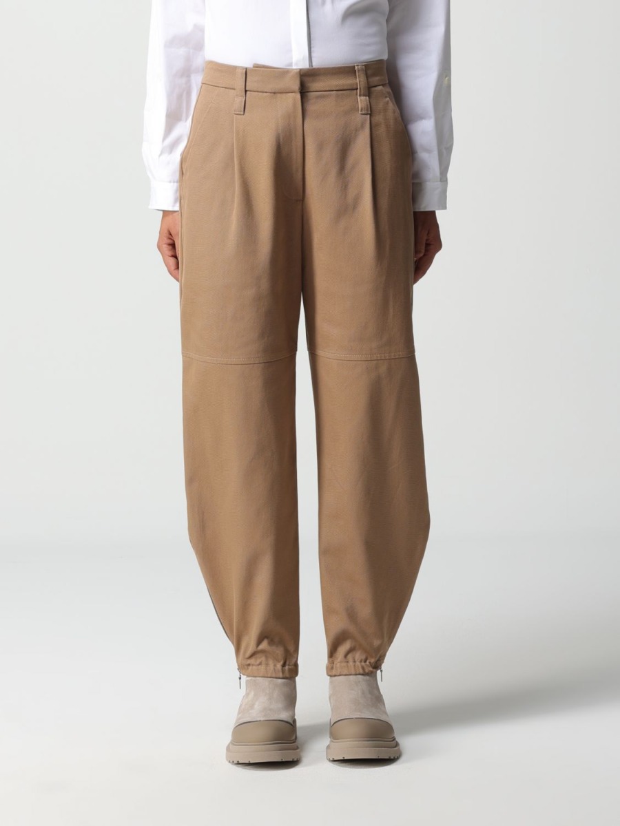 Beige Trousers for Women from Giglio GOOFASH