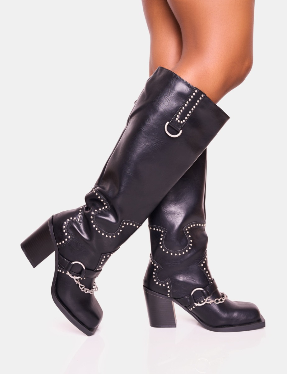 Black Knee High Boots Public Desire GOOFASH