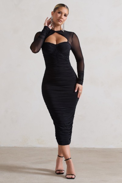 Black Midi Dress for Woman by Club L London GOOFASH