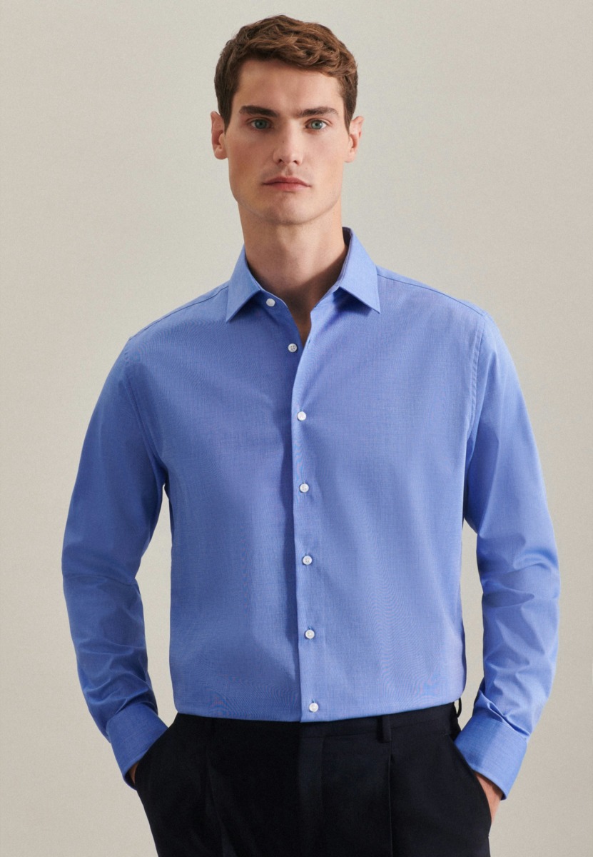 Blue Business Shirt by Seidensticker GOOFASH