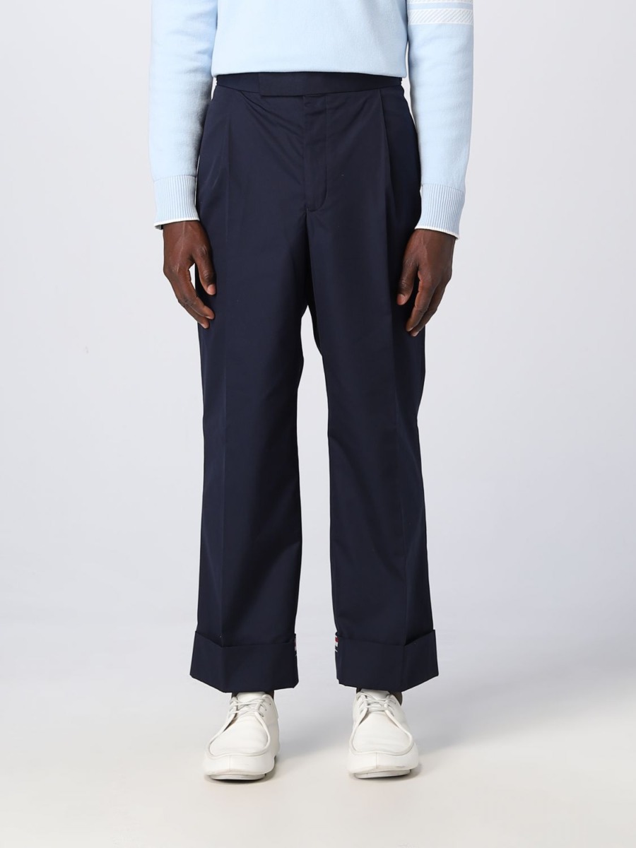 Blue Trousers for Man by Giglio GOOFASH