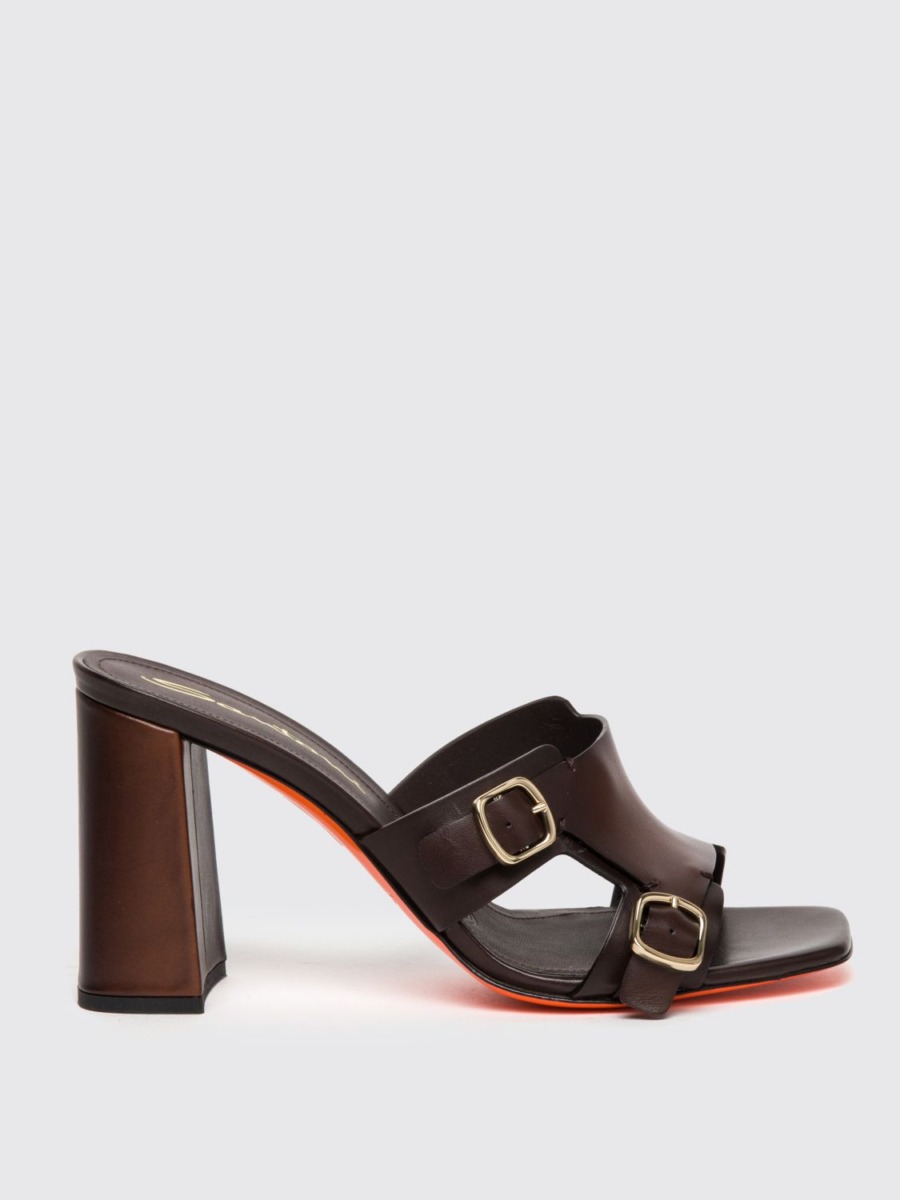 Brown Heeled Sandals Santoni Ladies - Giglio GOOFASH