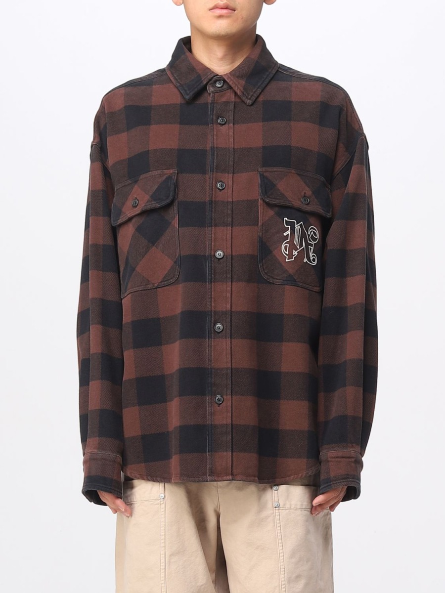 Brown - Shirt - Palm Angels - Men - Giglio GOOFASH
