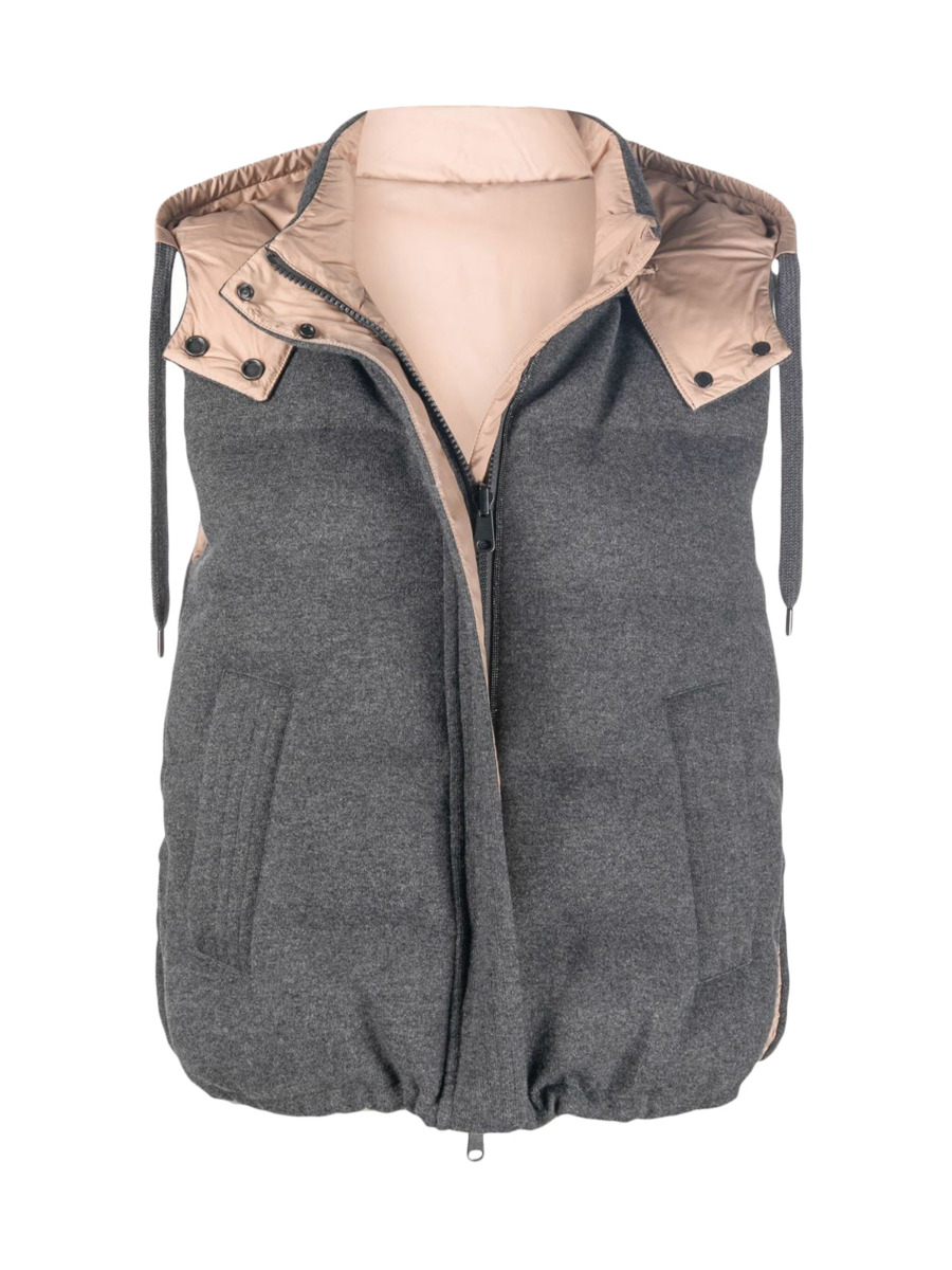 Brunello Cucinelli Woman Grey Down Jacket from Suitnegozi GOOFASH