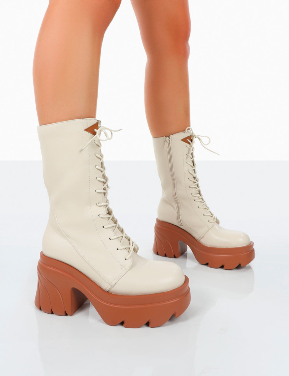 Chunky Boots in Beige for Women at Public Desire GOOFASH