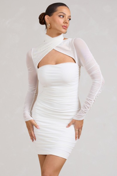 Club L London - Ladies Mini Dress White GOOFASH