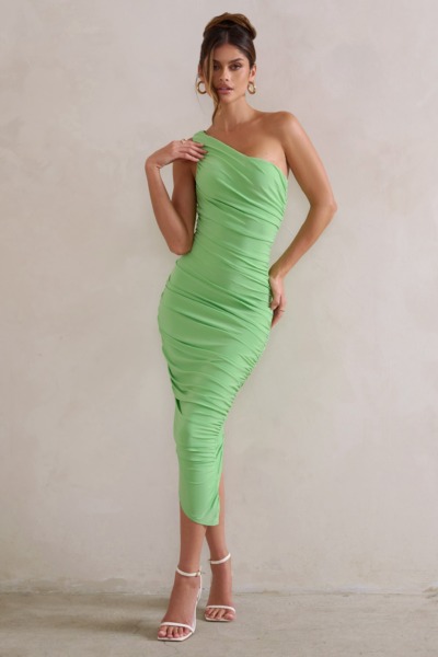 Club L London Lady Midi Dress Green GOOFASH