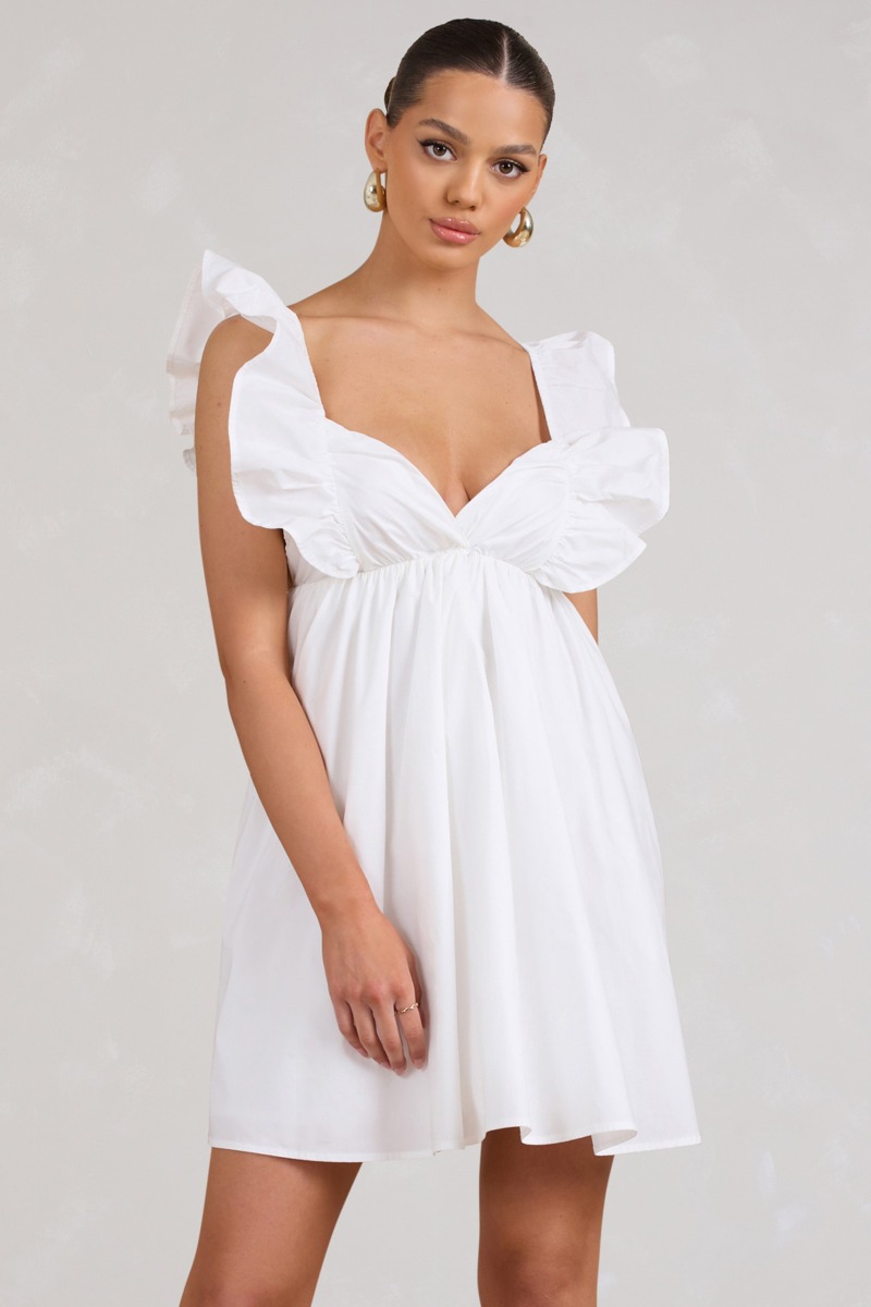 Club L London - Lady White Mini Dress GOOFASH
