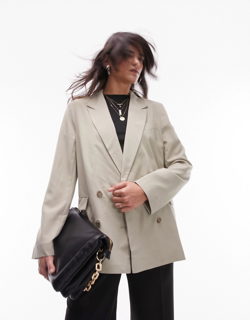 Double Breasted Blazer Ivory for Women by Asos GOOFASH