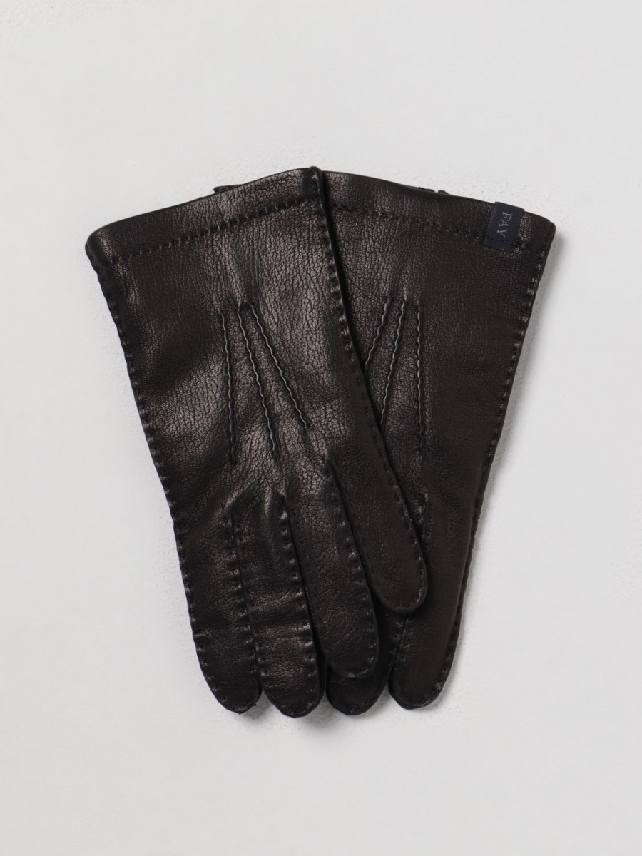 Fay Andrada Black Gloves by Giglio GOOFASH