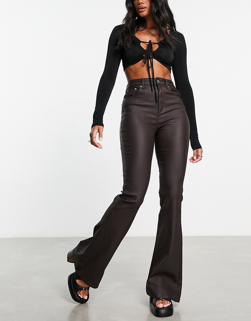 Flared Jeans in Brown Woman - Asos GOOFASH