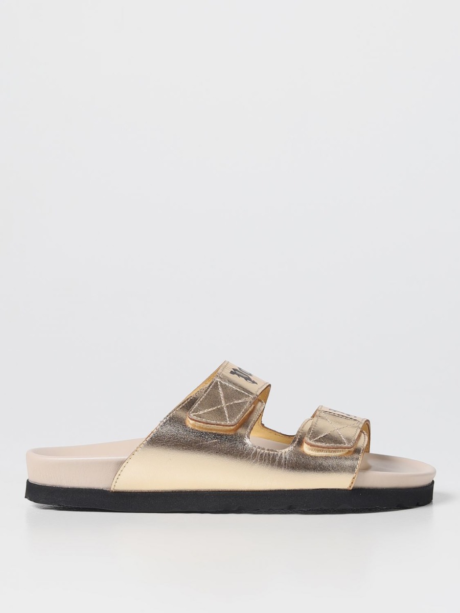 Flat Sandals in Gold Palm Angels Woman - Giglio GOOFASH