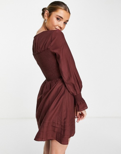 Forever New Ladies Mini Dress in Brown from Asos GOOFASH