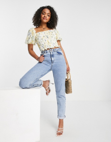 Forever New Womens Crop Top in Yellow at Asos GOOFASH