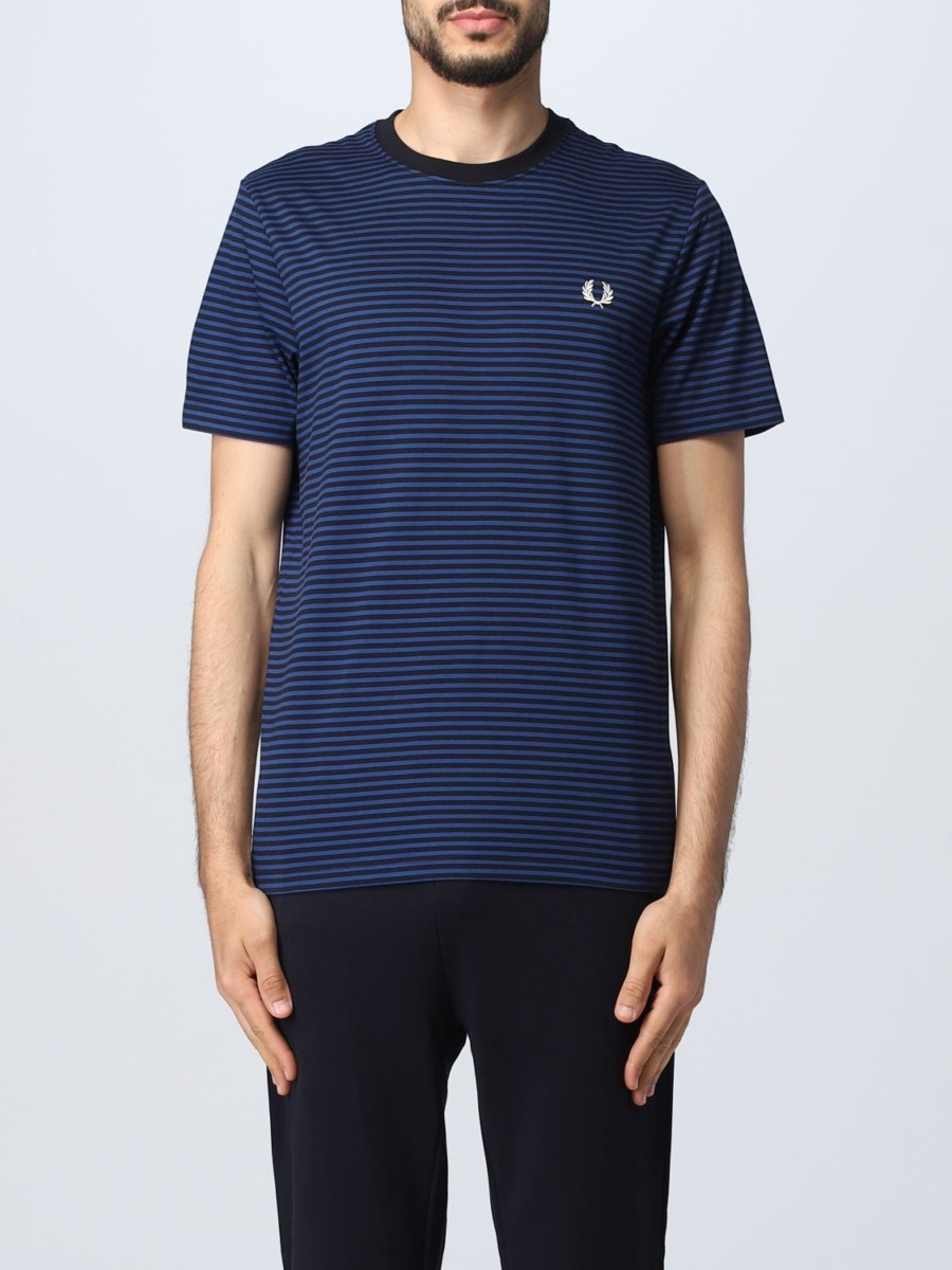 Fred Perry - Blue T-Shirt - Giglio - Man GOOFASH