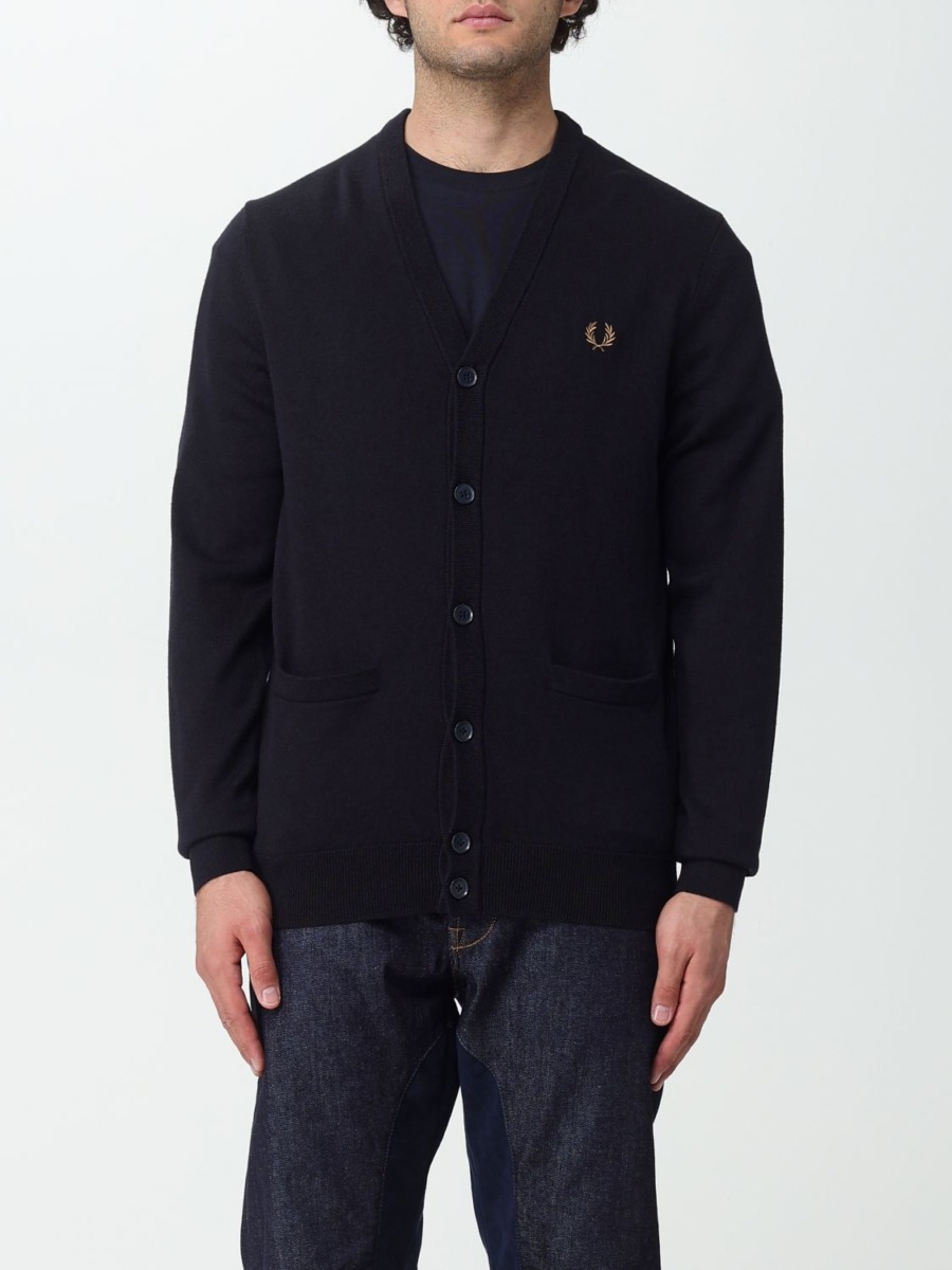Fred Perry Men Blue Cardigan at Giglio GOOFASH