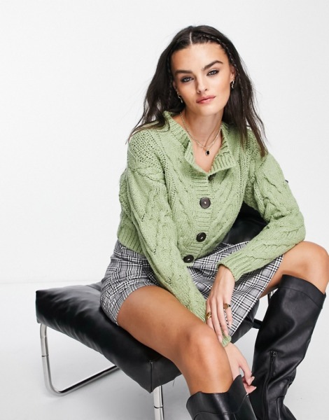 Free People - Cardigan in Green for Women by Asos GOOFASH