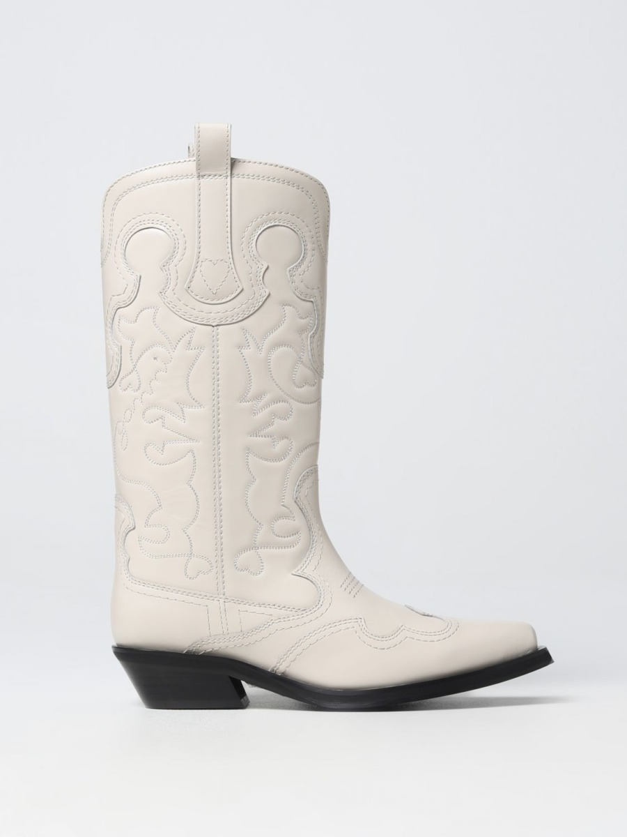 Ganni Cream Boots for Woman from Giglio GOOFASH