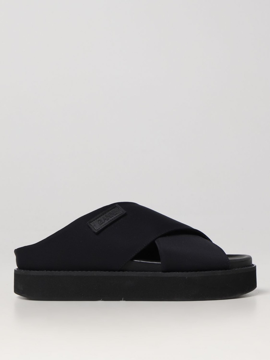 Ganni Flat Sandals Black for Women by Giglio GOOFASH