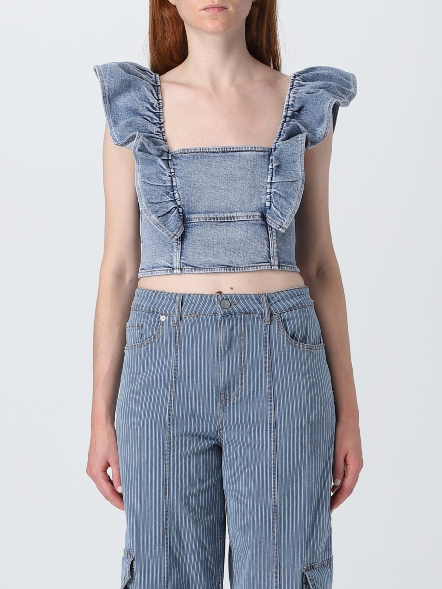 Ganni Grey Top for Women from Giglio GOOFASH