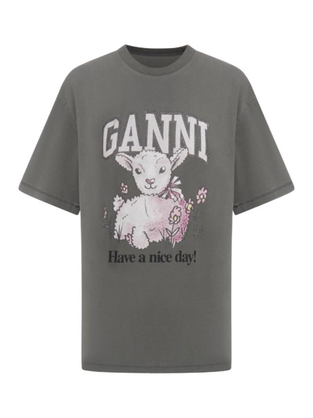 Ganni - Ladies T-Shirt in Grey at Suitnegozi GOOFASH
