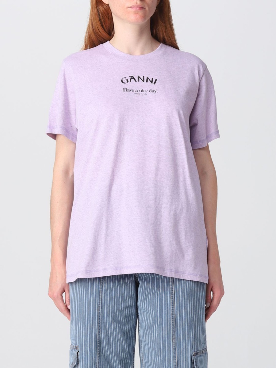 Ganni Ladies T-Shirt in Purple from Giglio GOOFASH