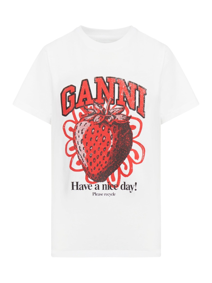 Ganni - White - Women T-Shirt - Suitnegozi GOOFASH