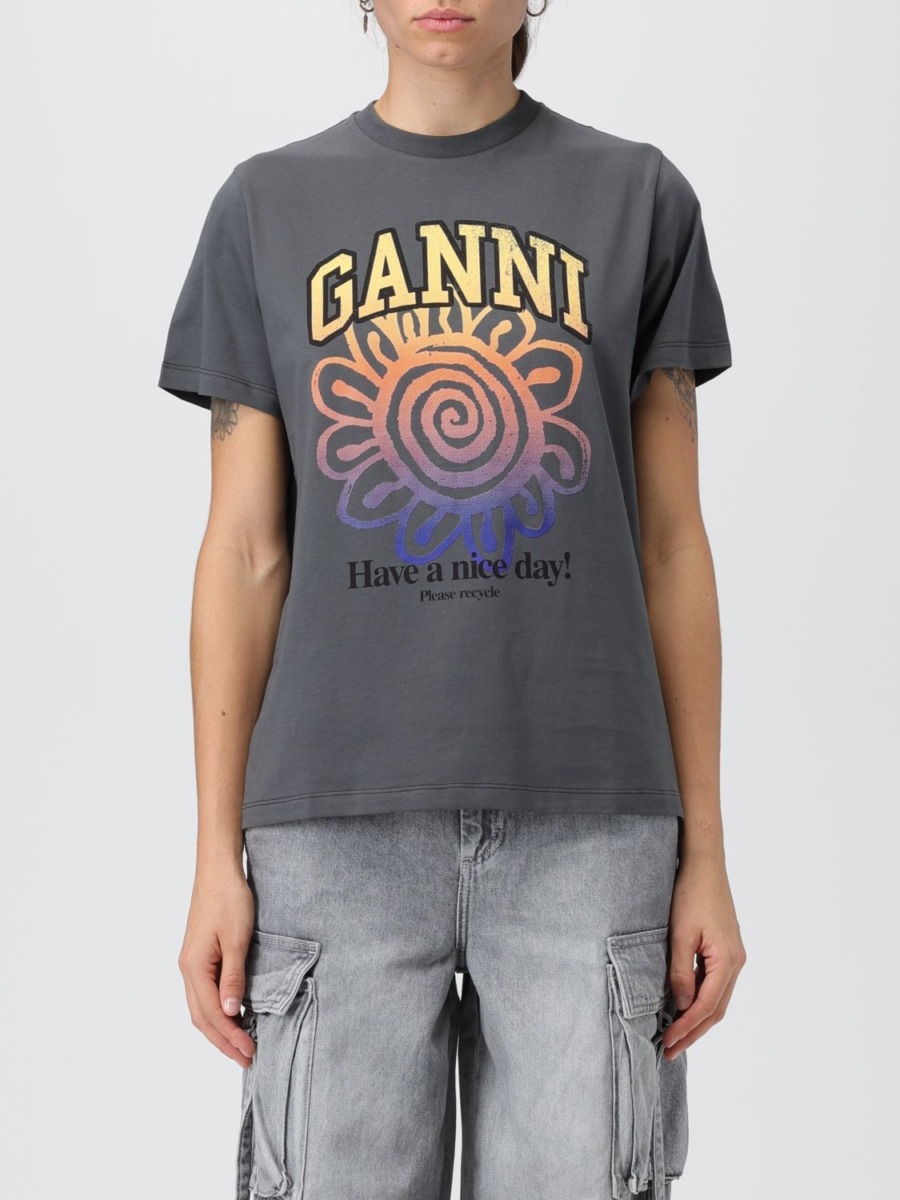 Ganni - Womens T-Shirt Grey from Giglio GOOFASH