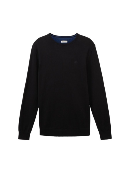 Gents Black Knitted Sweater Tom Tailor GOOFASH