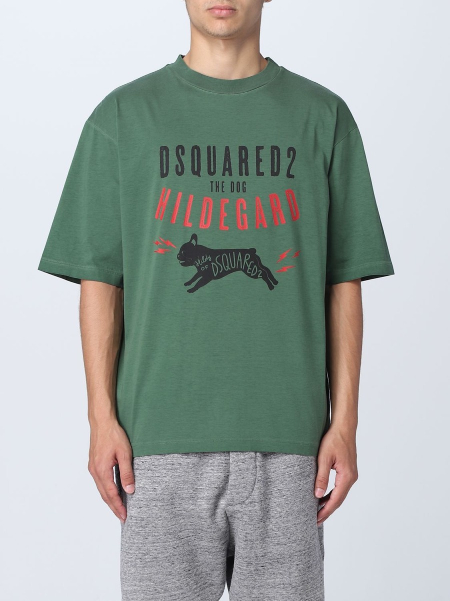 Gents T-Shirt Green Giglio - Dsquared2 GOOFASH