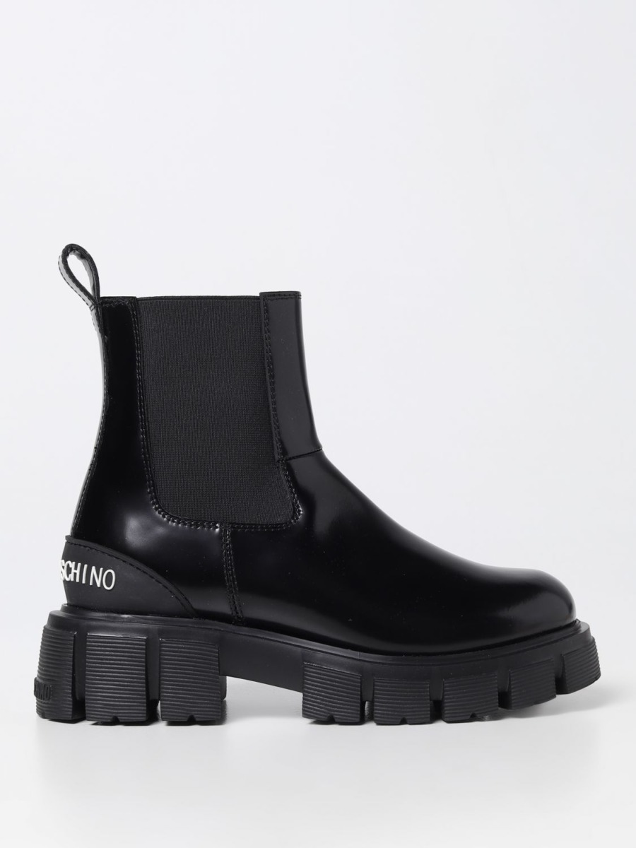 Giglio - Flat Boots Black Moschino Woman GOOFASH