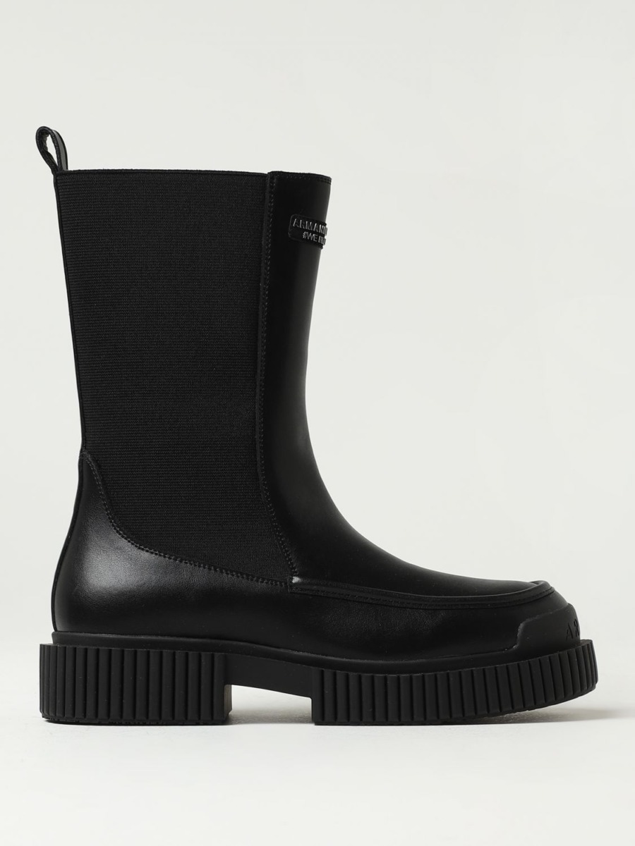 Giglio Flat Boots Black for Women from Armani GOOFASH