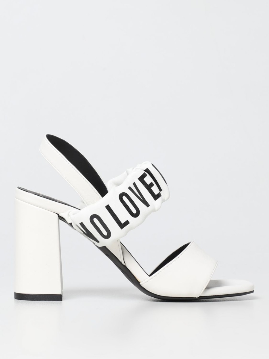 Giglio Heeled Sandals White for Woman from Moschino GOOFASH