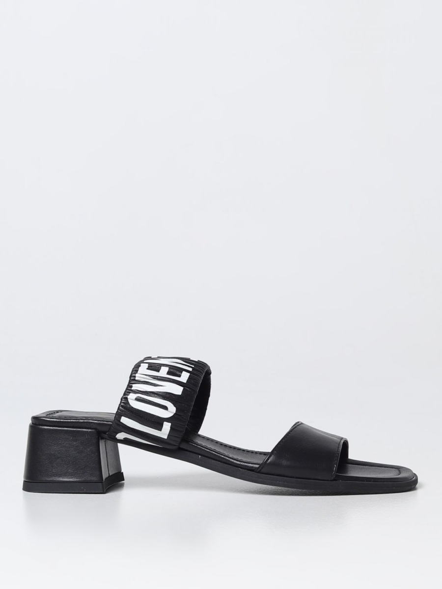 Giglio Heeled Sandals in Black by Moschino GOOFASH