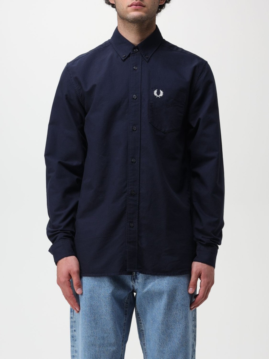 Giglio - Man Shirt Blue - Fred Perry GOOFASH