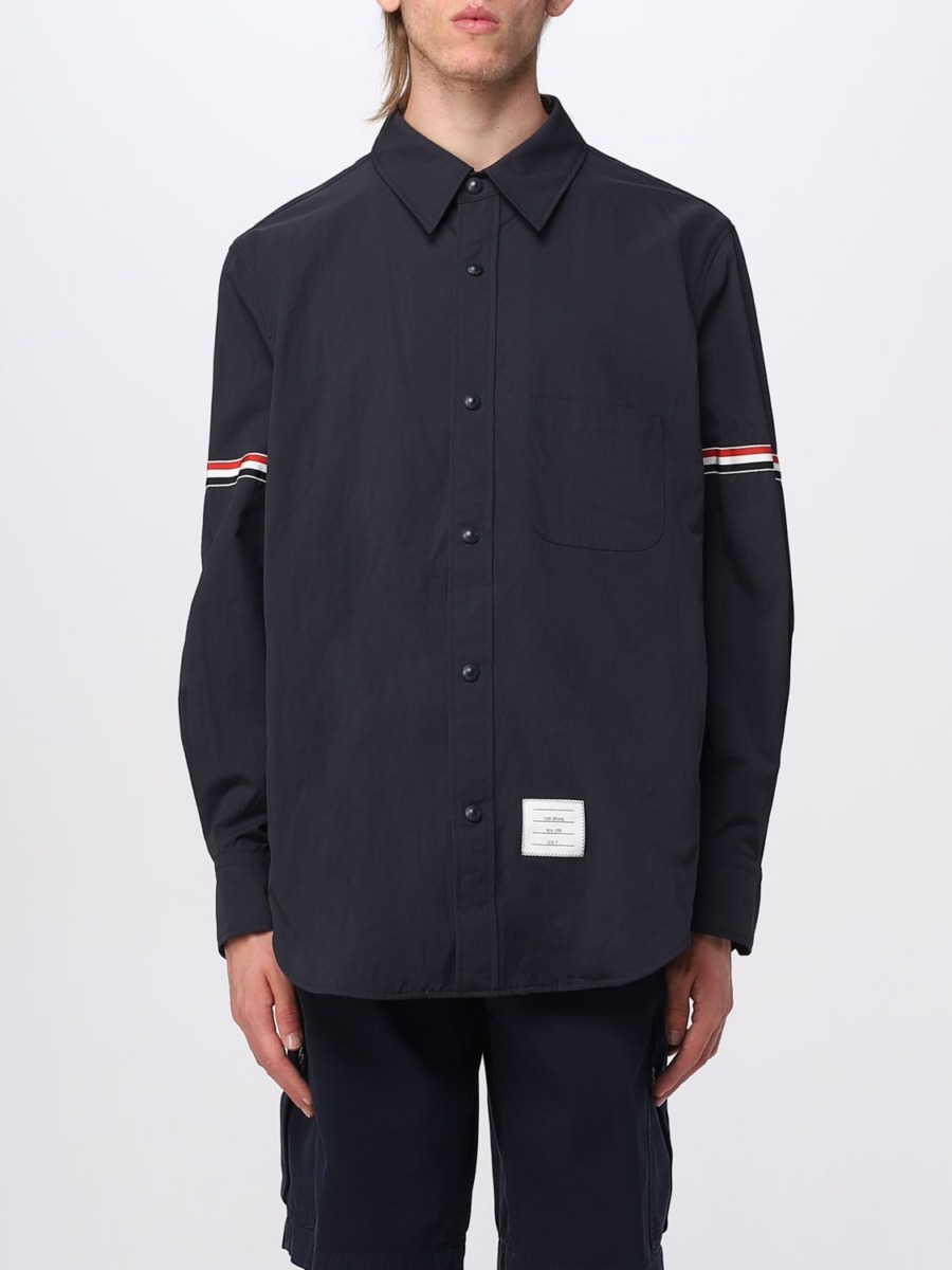 Giglio Men Shirt in Blue from Thom Browne GOOFASH