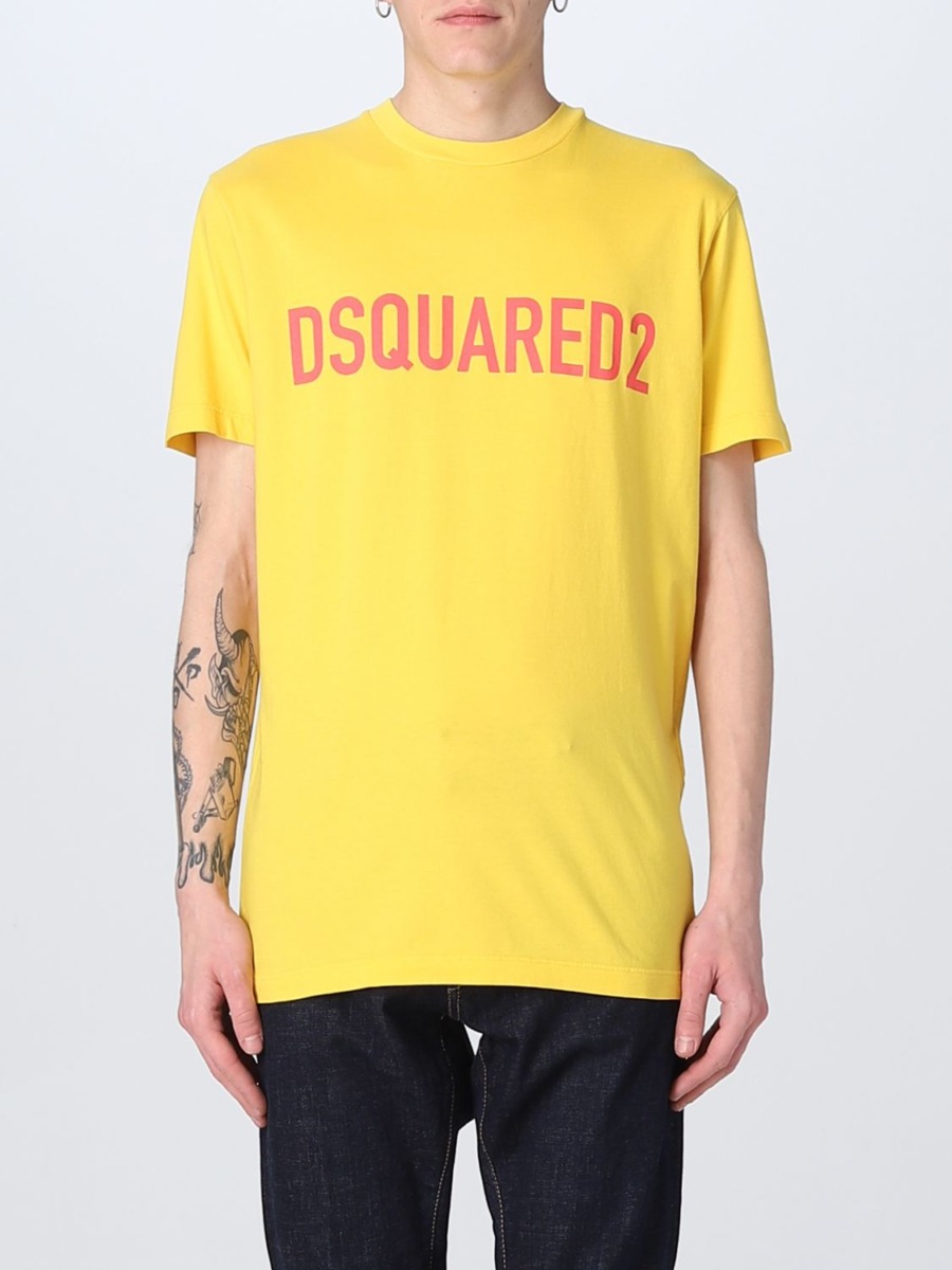 Giglio Men T-Shirt Yellow by Dsquared2 GOOFASH