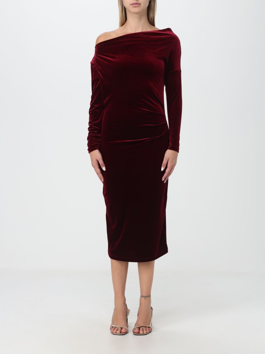 Giglio Woman Dress Burgundy by Ralph Lauren GOOFASH