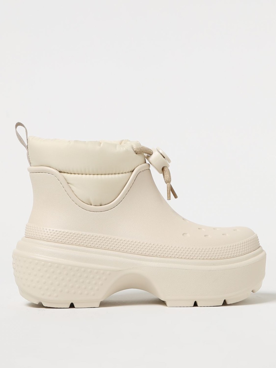 Giglio - Women Flat Boots Cream Crocs GOOFASH
