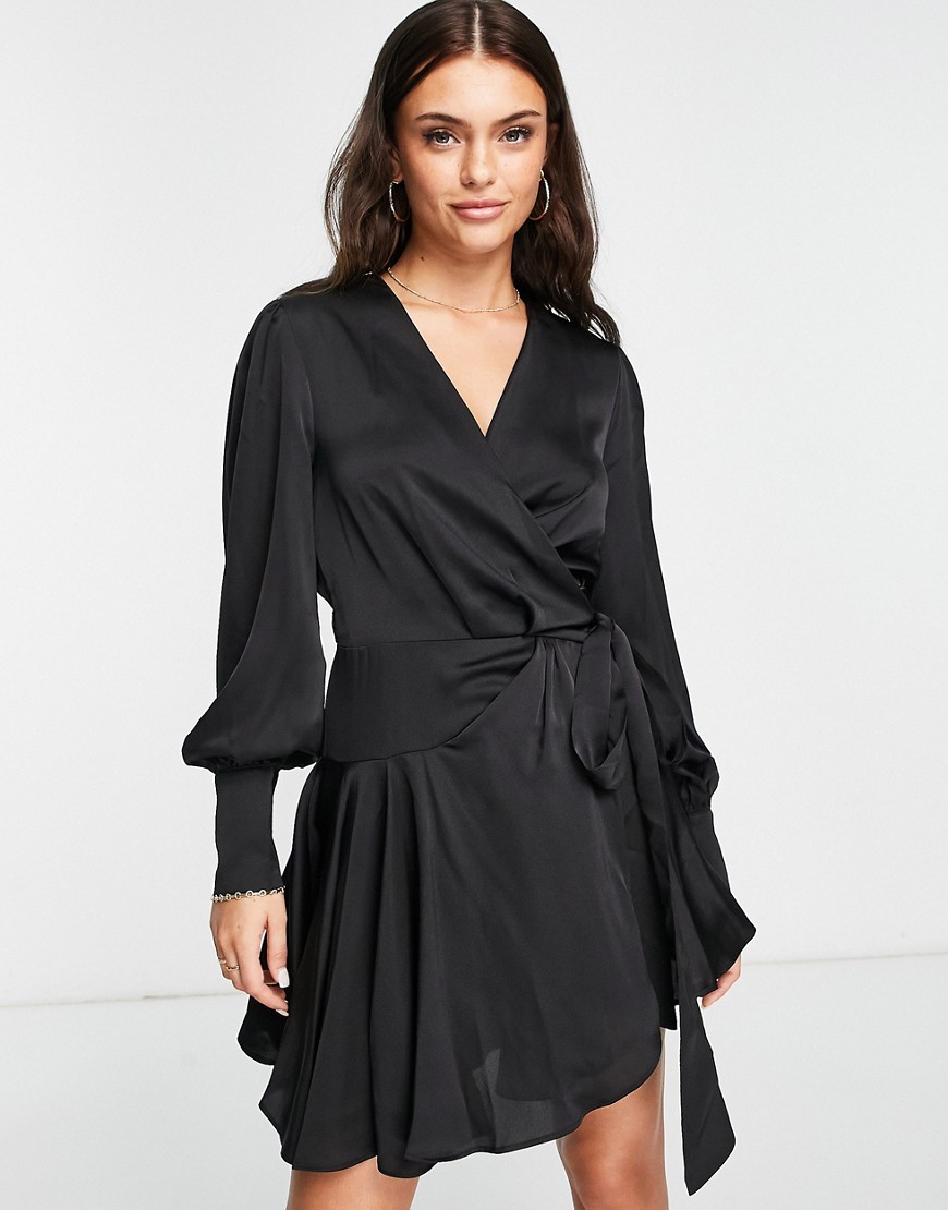 Glamorous Women's Black Wrap Dress at Asos GOOFASH